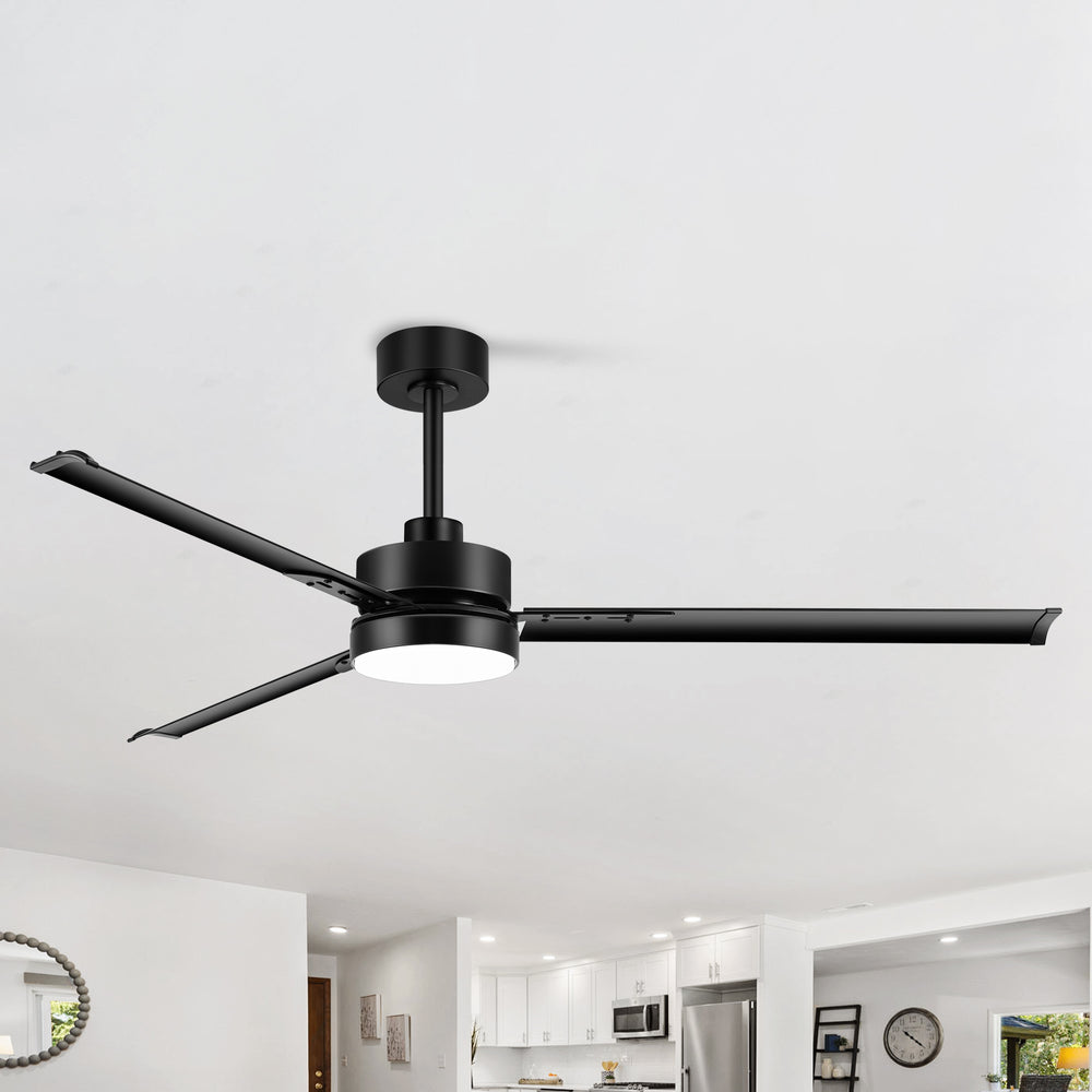 65-inch Black LED Ceiling Fan with Light and Remote Control(3 Blade)