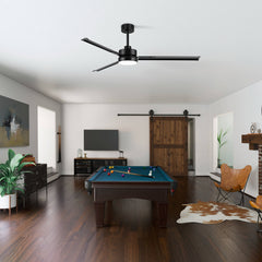 65-inch Black LED Ceiling Fan with Light and Remote Control(3 Blade)