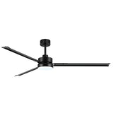 72-inch Black Ceiling Fans with Lights Remote Control, Industrial Large Ceiling Fan, 3 Reversible Blades, 6-Speed, Quiet DC Motor, LED Ceiling Light Chandelier for Indoor/Outdoor Patio Living Room