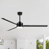 72-inch Black Ceiling Fans with Lights Remote Control, Industrial Large Ceiling Fan, 3 Reversible Blades, 6-Speed, Quiet DC Motor, LED Ceiling Light Chandelier for Indoor/Outdoor Patio Living Room