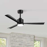 52 Inch White 3-Blade LED Ceiling Fan with Light and Remote Control