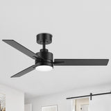 Solmere 48-Inch Black 3-Blade Ceiling Fan With Light & Remote