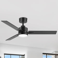 48-inch 3-Blade Black Ceiling Fan with Light and Remote,18W LED Light with 3 Adjustable Color Temperature