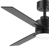 Solmere 48-Inch Black 3-Blade Ceiling Fan With Light & Remote