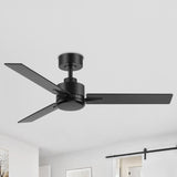 Solmere 48-Inch Black Ceiling Fan With No Light & Remote