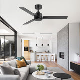 Solmere 48-Inch Black Ceiling Fan With No Light & Remote