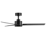 Solmere 48-Inch Black Ceiling Fan With No Light & Remote