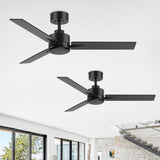 Solmere 48-Inch Black Ceiling Fan With No Light & Remote