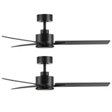 Solmere 48-Inch Black Ceiling Fan With No Light & Remote