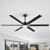Large 72 Inch 6-Blade Integrated LED Ceiling Fan with Light Remote,6in and 12in Downrod Included