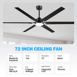 Rylora 72 Inch Ceiling Fan With Light & Remote