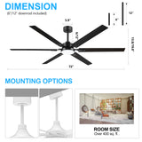 Rylora 72 Inch Ceiling Fan With Light & Remote