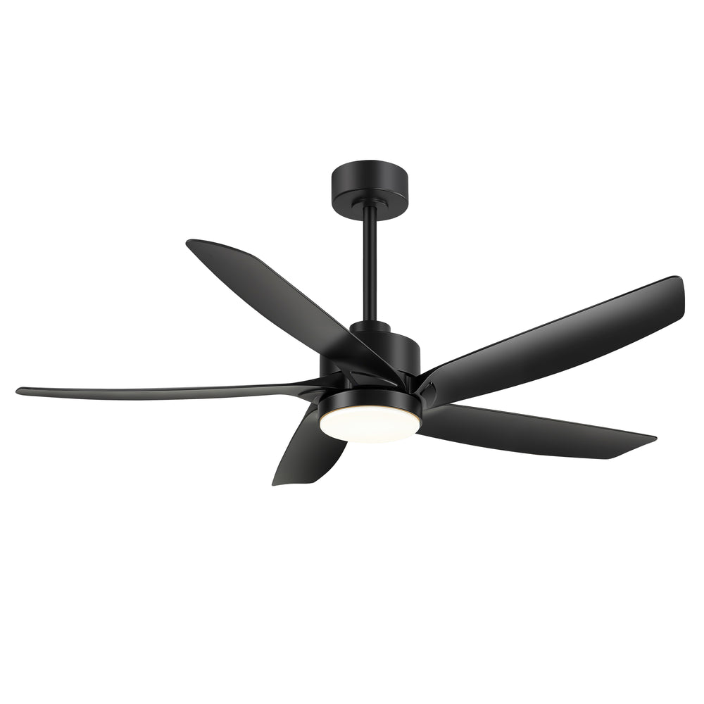 54-inch 5-Blade Integrated LED Ceiling Fan with Light Remote,6in and 12in Downrod Included