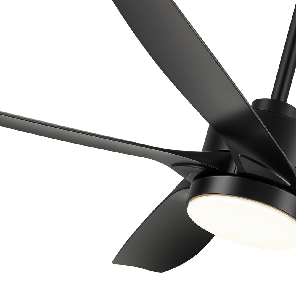 54-inch 5-Blade Integrated LED Ceiling Fan with Light Remote,6in and 12in Downrod Included