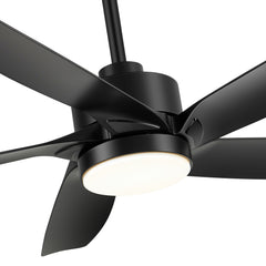 54-inch 5-Blade Integrated LED Ceiling Fan with Light Remote,6in and 12in Downrod Included