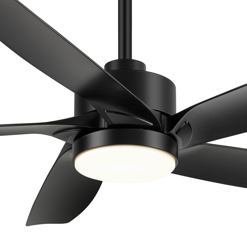 54-inch 5-Blade Integrated LED Ceiling Fan with Light Remote,6in and 12in Downrod Included