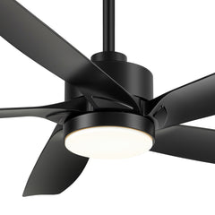 54-inch 5-Blade Integrated LED Ceiling Fan with Light Remote,6in and 12in Downrod Included