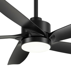 54-inch 5-Blade Integrated LED Ceiling Fan with Light Remote,6in and 12in Downrod Included