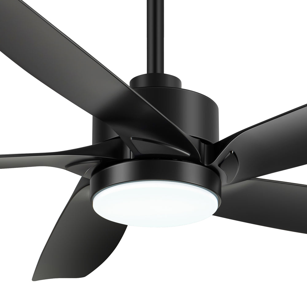 54-inch 5-Blade Integrated LED Ceiling Fan with Light Remote,6in and 12in Downrod Included
