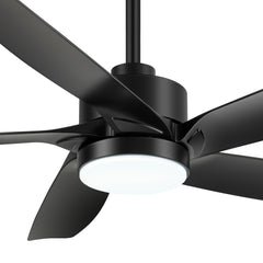 54-inch 5-Blade Integrated LED Ceiling Fan with Light Remote,6in and 12in Downrod Included