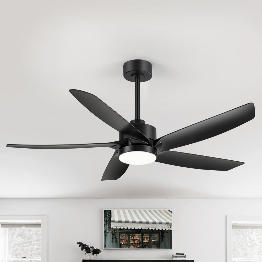 54-inch 5-Blade Integrated LED Ceiling Fan with Light Remote,6in and 12in Downrod Included