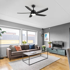 54-inch 5-Blade Integrated LED Ceiling Fan with Light Remote,6in and 12in Downrod Included