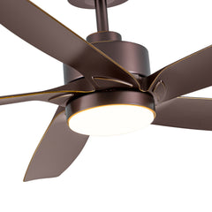 54-inch 5-Blade Integrated LED Ceiling Fan with Light Remote,6in and 12in Downrod Included