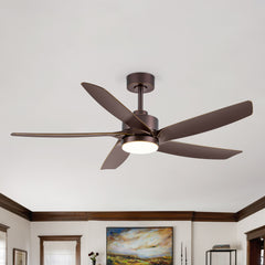 54-inch 5-Blade Integrated LED Ceiling Fan with Light Remote,6in and 12in Downrod Included