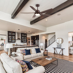 54-inch 5-Blade Integrated LED Ceiling Fan with Light Remote,6in and 12in Downrod Included