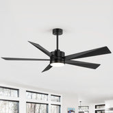65 Inch 5-Blade LED Ceiling Fan with Light Remote,6"and 12" Downrod Included