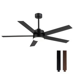 56 Inch 5-Blade Integrated Ceiling Fan with LED Light and Remote,6" and 12" Downrod Included