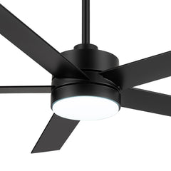 56 Inch 5-Blade Integrated Ceiling Fan with LED Light and Remote,6" and 12" Downrod Included