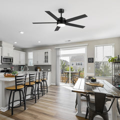 56 Inch 5-Blade Integrated Ceiling Fan with LED Light and Remote,6" and 12" Downrod Included