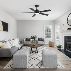 48 Inch 5-Blade Integrated Ceiling Fan with LED Light and Remote,5" and 10" Downrod Included