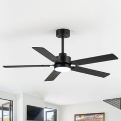 48 Inch 5-Blade Integrated Ceiling Fan with LED Light and Remote,5" and 10" Downrod Included