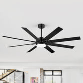 68-inch 8-Blade Integrated LED Ceiling Fan with Light Remote, 6“and 12” Downrods Included
