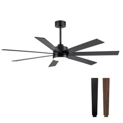 60-inch Modern Reversible 7-Blade LED Ceiling Fan with Remote and Light Kit