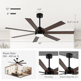 Mavora 62-Inch 7-Blade Ceiling Fan With Light