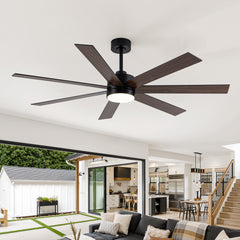62-inch Modern Reversible 7-Blade LED Ceiling Fan with Remote and Light
