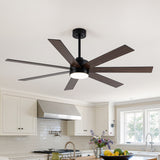 62-inch Modern Reversible 7-Blade LED Ceiling Fan with Remote and Light
