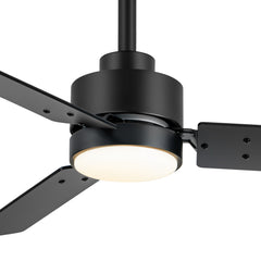 36-inch Black Reversible 3-Blade LED Ceiling Fan with Light Kit and Remote,5" downrod Included