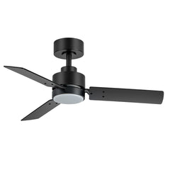 36-inch Black Reversible 3-Blade LED Ceiling Fan with Light Kit and Remote,5" downrod Included