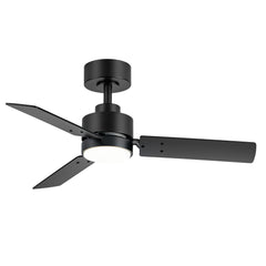 36-inch Black Reversible 3-Blade LED Ceiling Fan with Light Kit and Remote,5" downrod Included