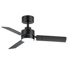 36-inch Black Reversible 3-Blade LED Ceiling Fan with Light Kit and Remote,5" downrod Included