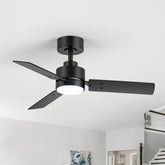 36-inch Black Reversible 3-Blade LED Ceiling Fan with Light Kit and Remote,5in downrod Included