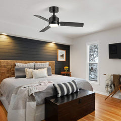 36-inch Black Reversible 3-Blade LED Ceiling Fan with Light Kit and Remote,5" downrod Included