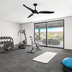 60-inch Black 3-Blade Ceiling Fan with LED Light Kit and Remote,6in and 12in Downrod Included
