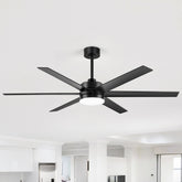 65-Inch LED Ceiling Fan with Light Remote,6 Plywood Blades,6‘’ and 12" Downrod Included
