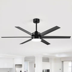 65-Inch LED Ceiling Fan with Light Remote,6 Plywood Blades,6‘’ and 12" Downrod Included