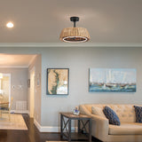 Halcyra 20-Inch Boho Rattan Ceiling Fan With Light